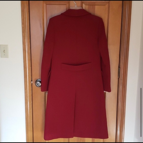 J. Crew Long Red Wool Coat  size 2 - Picture 5 of 5